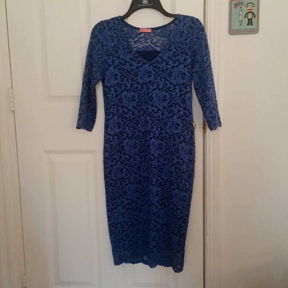 Blue Lace Shift Dress